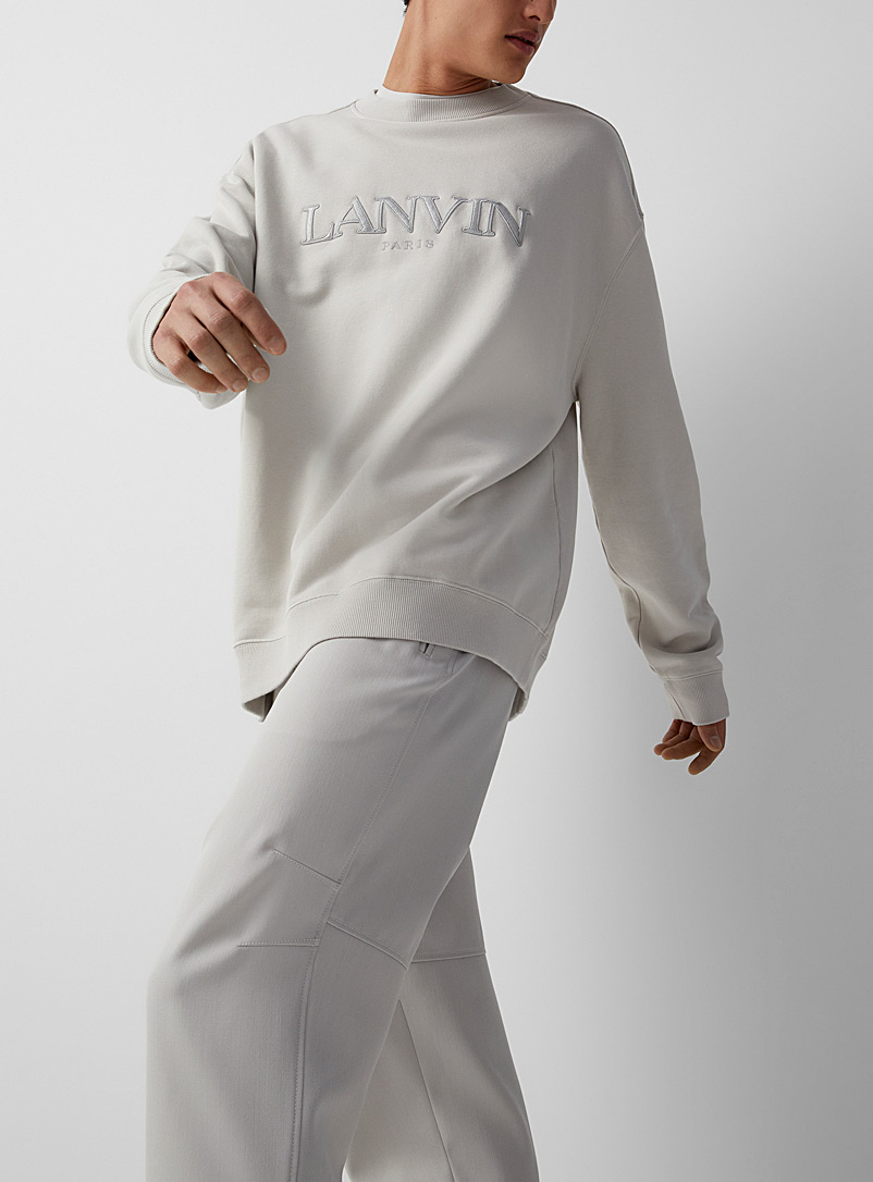 Lanvin: Le sweat surdimensionné signature brodée Beige crème pour homme