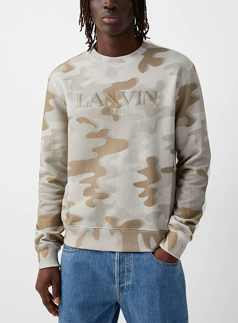 Lanvin Cream Beige Neutral camo sweatshirt for men