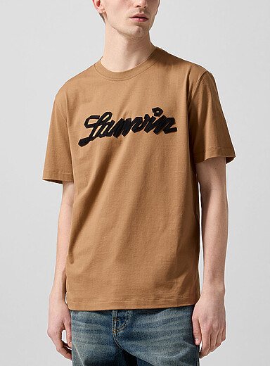 Lanvin: Le t-shirt logo ruban Miel - Chameau pour homme