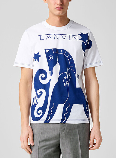 Lanvin: Le t-shirt jument et poulains Blanc pour homme