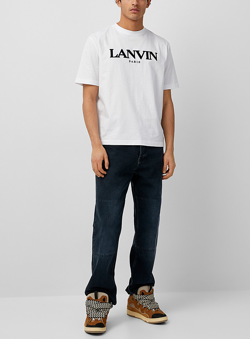 Lanvin White Embroidered signature T-shirt for men