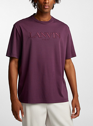 Lanvin Mauve Tone-on-tone embroidered signature T-shirt for men