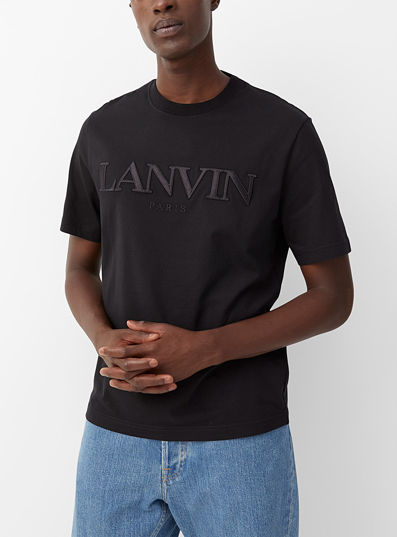 Lanvin: Le t-shirt lettrage appliqué Noir pour homme