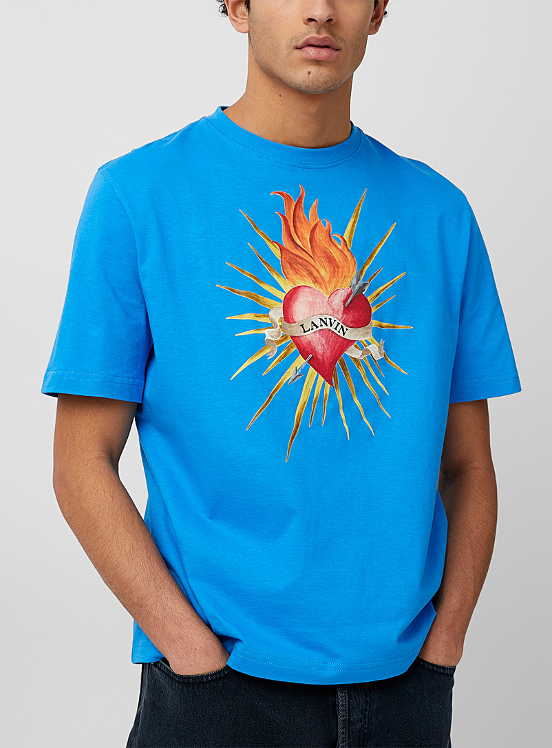 Lanvin Baby Blue Sacred heart printed T-shirt for men