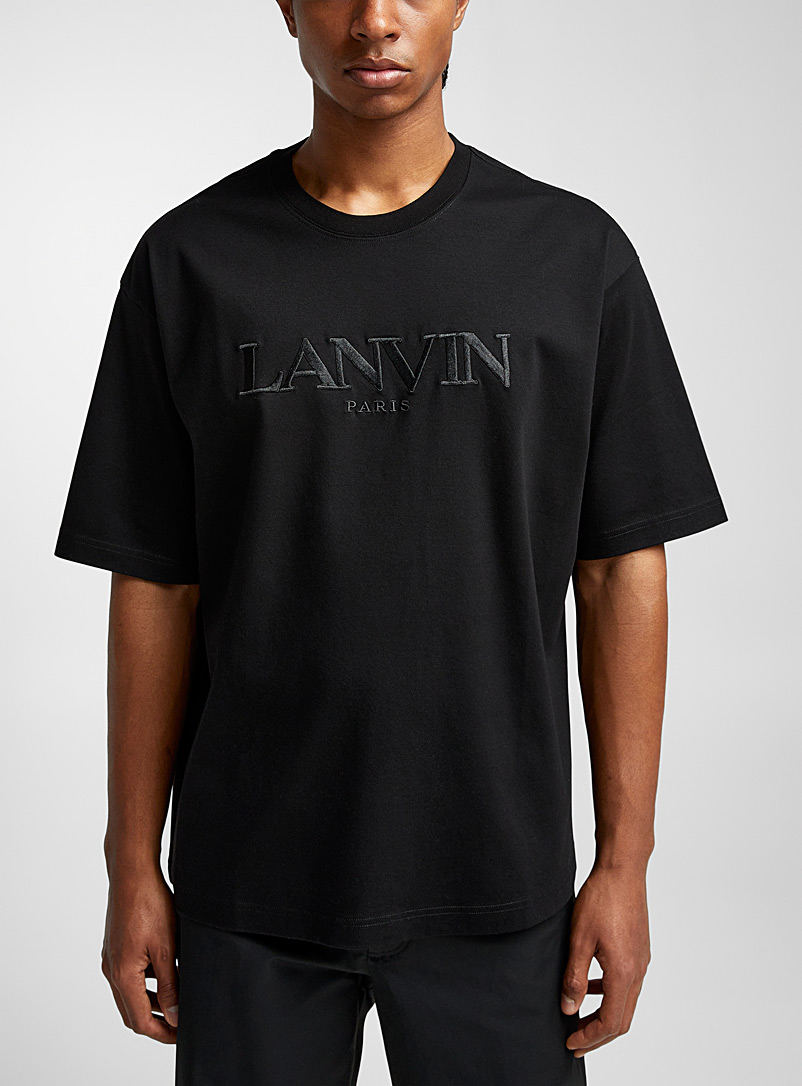 Lanvin: Le t-shirt signature brodée ton sur ton Noir pour homme