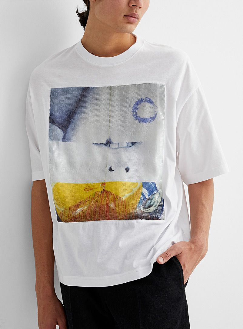 Lanvin: Le t-shirt imprimé Morning Sun Blanc pour homme