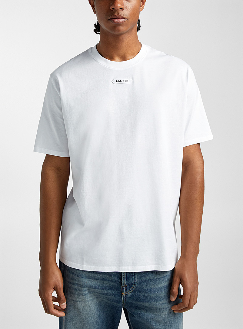 Lanvin: Le t-shirt blanc étiquette signature Blanc cassé pour homme