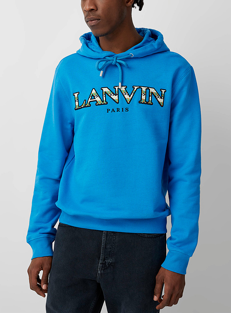 Lanvin: Le sweat à capuchon signature zigzag Bleu pâle-bleu poudre pour homme