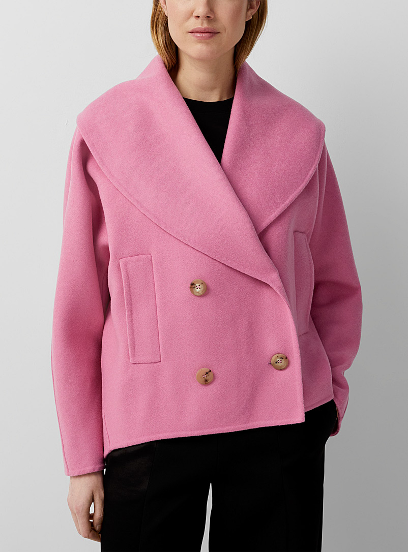 Lanvin: Le manteau rose laine double-face Rose pour femme