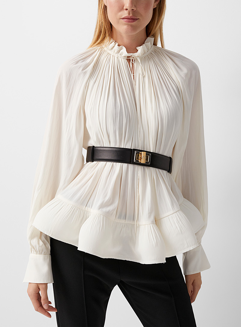 Lanvin: La blouse drapée à volants Blanc pour femme