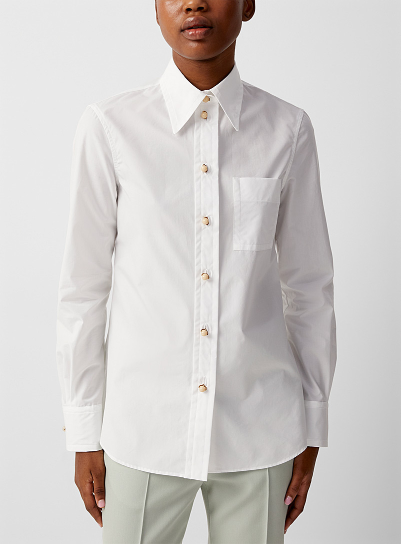 Lanvin: La chemise blanche boutons perlés Blanc pour femme