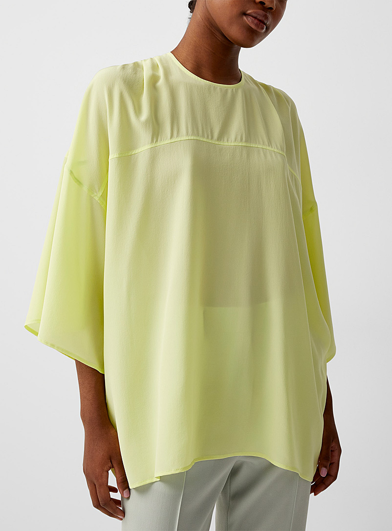 Lanvin: La blouse surdimensionnée en soie Jaune pâle-mais pour femme