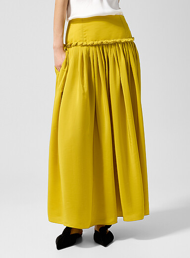 Lanvin: La jupe &agrave; frisons cr&ecirc;pe charmeuse Jaune citron - Canari pour femme