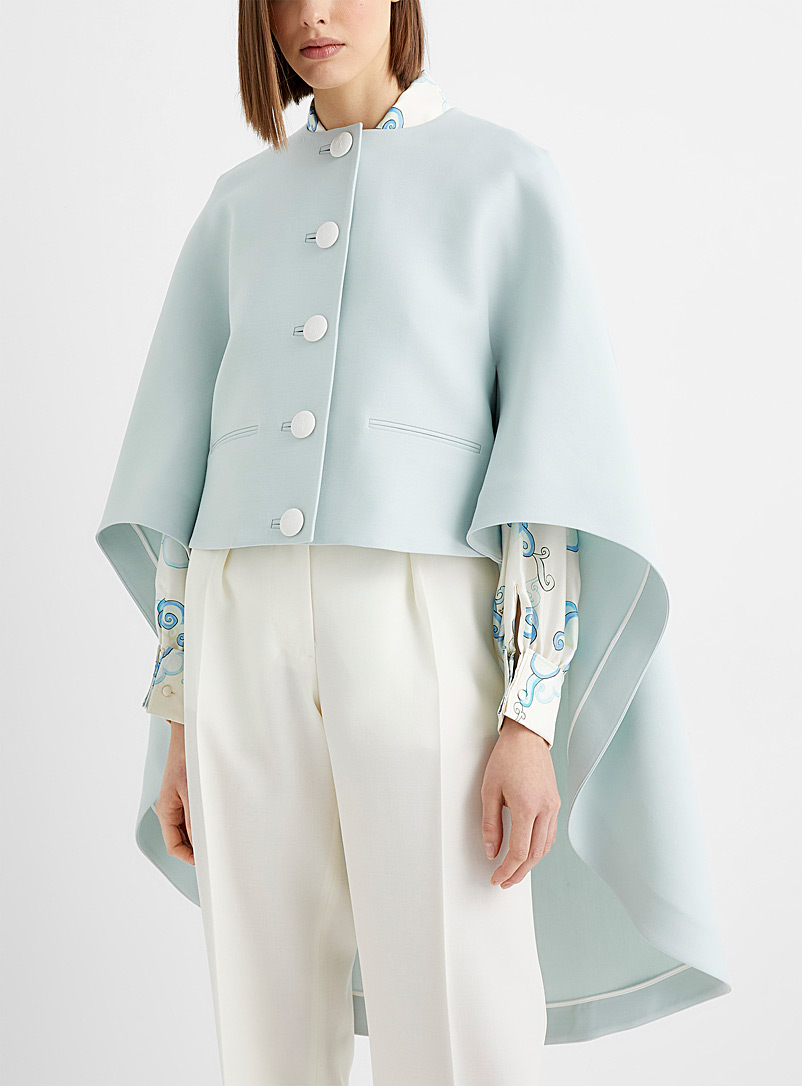 Lanvin Baby Blue Asymmetrical cape jacket for women