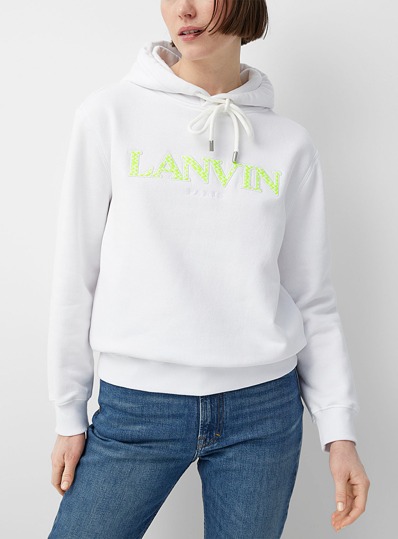 Lanvin White Herringbone signature hoodie for women