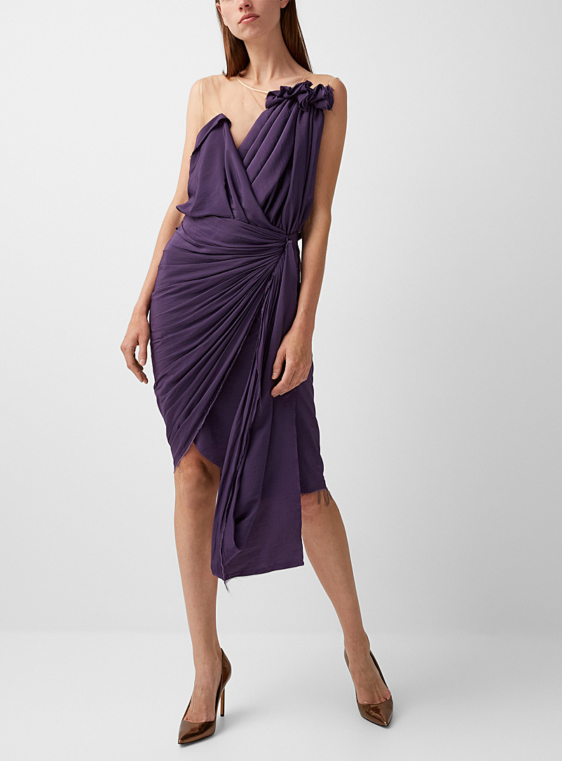 Lanvin Medium Crimson Draping purple dress for women
