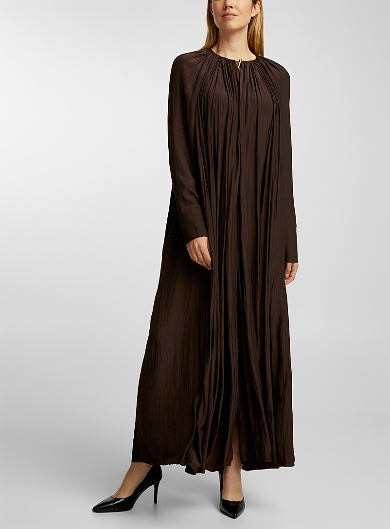 Lanvin: La robe maxi drapée Brun foncé pour femme