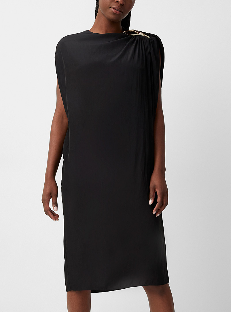 Lanvin Black Draped sleeveless dress for women