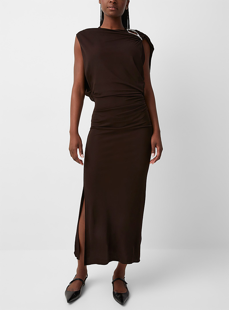 Lanvin Dark Brown Draped maxi dress for women