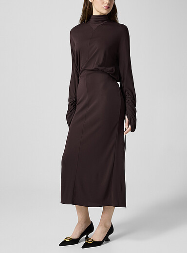 Robe Drapée Noire BCBG Simone - Taille S, Neuve Avec étiquettes, épaule Dénudée - Maxi Robe Pour Soirée Ou Mariage
