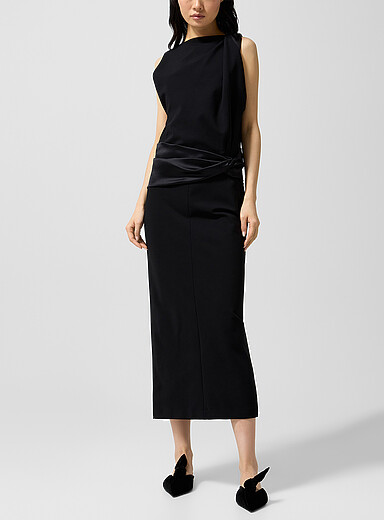 Lanvin Black Satiny detail jersey dress for women