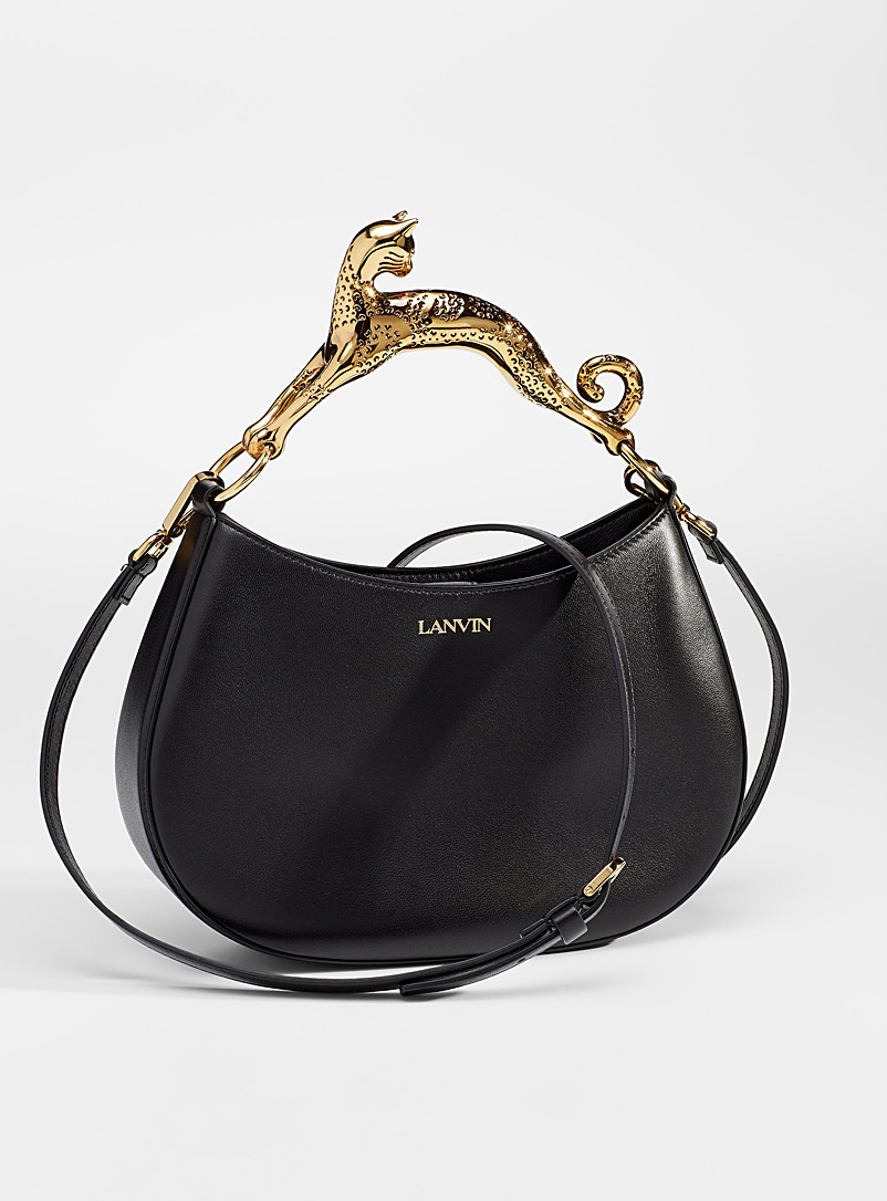 Lanvin Black Golden cat handle hobo bag for women