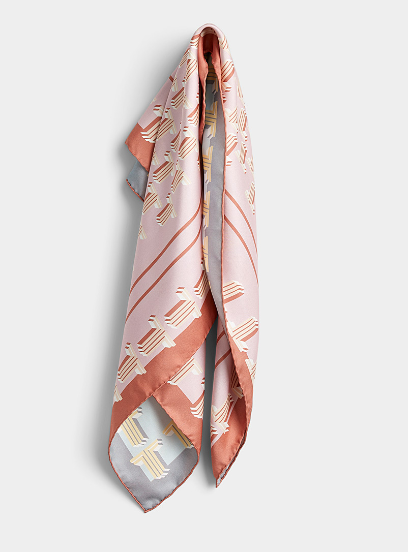 Lanvin Pink 3D initials silk scarf for women