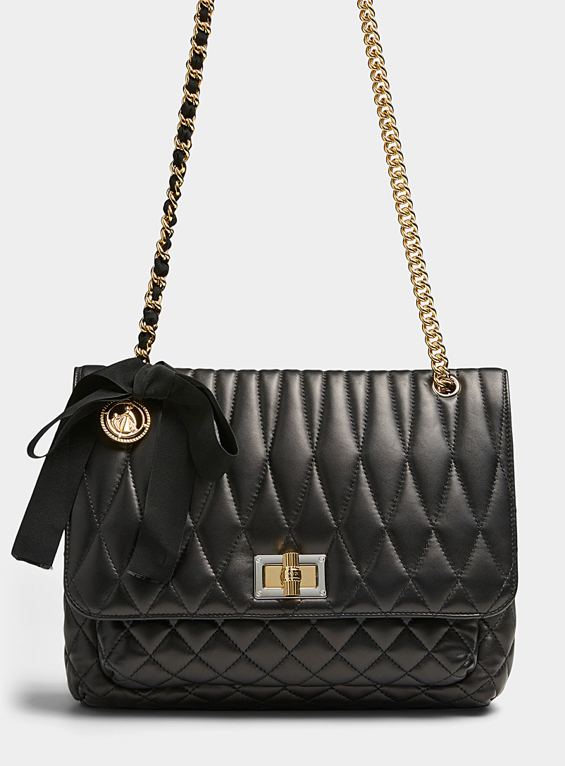 Lanvin Black Ribbon quilted handbag for women