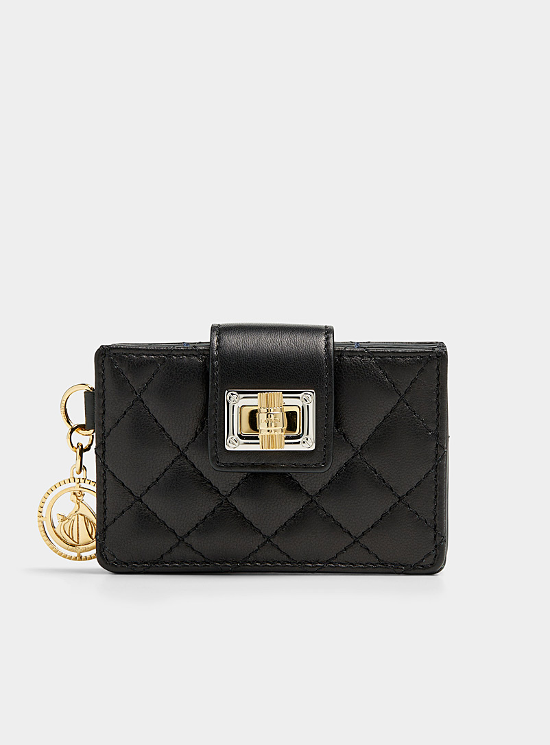 Lanvin Black Quilted leather card holder for women