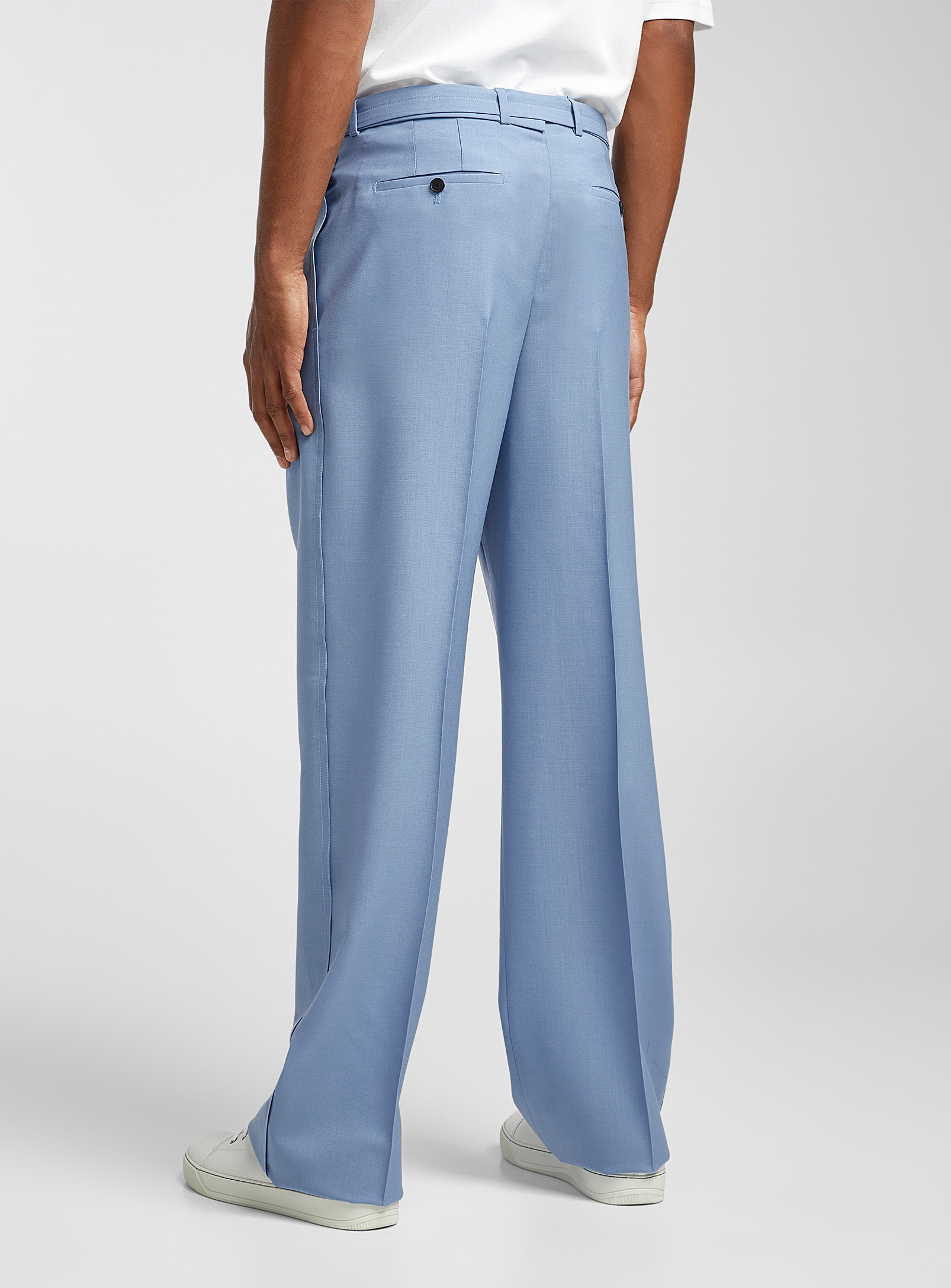 Lanvin - Le pantalon droit ceinturé bleu brouillard