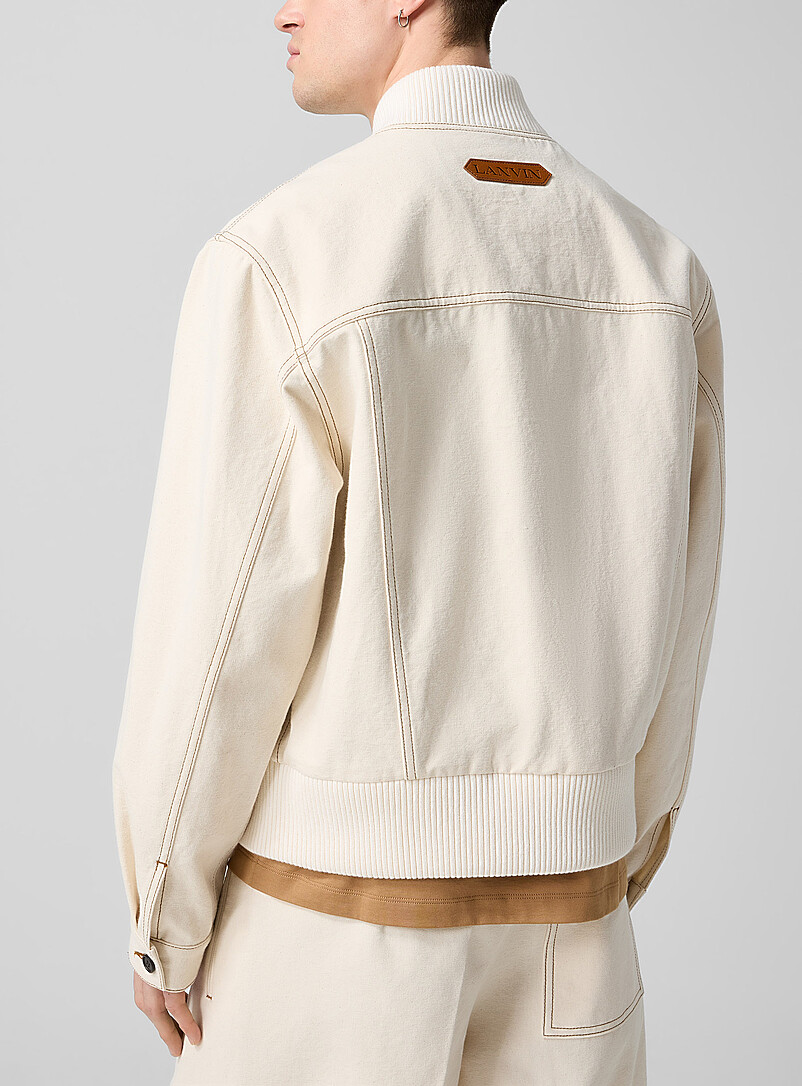 Contrasting stitching ivory bomber product image 3