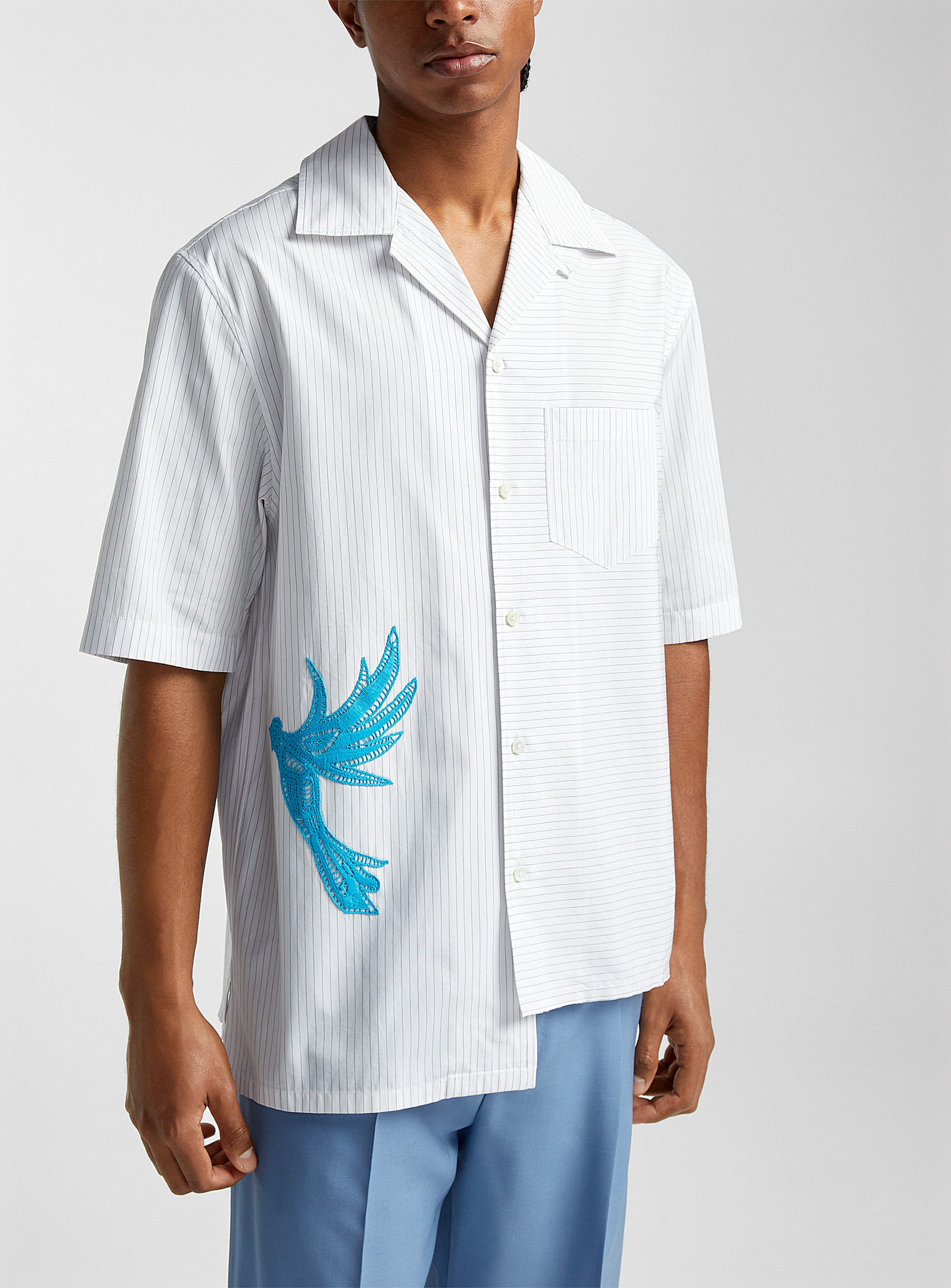 Lanvin - Men's Bird insert asymmetrical shirt