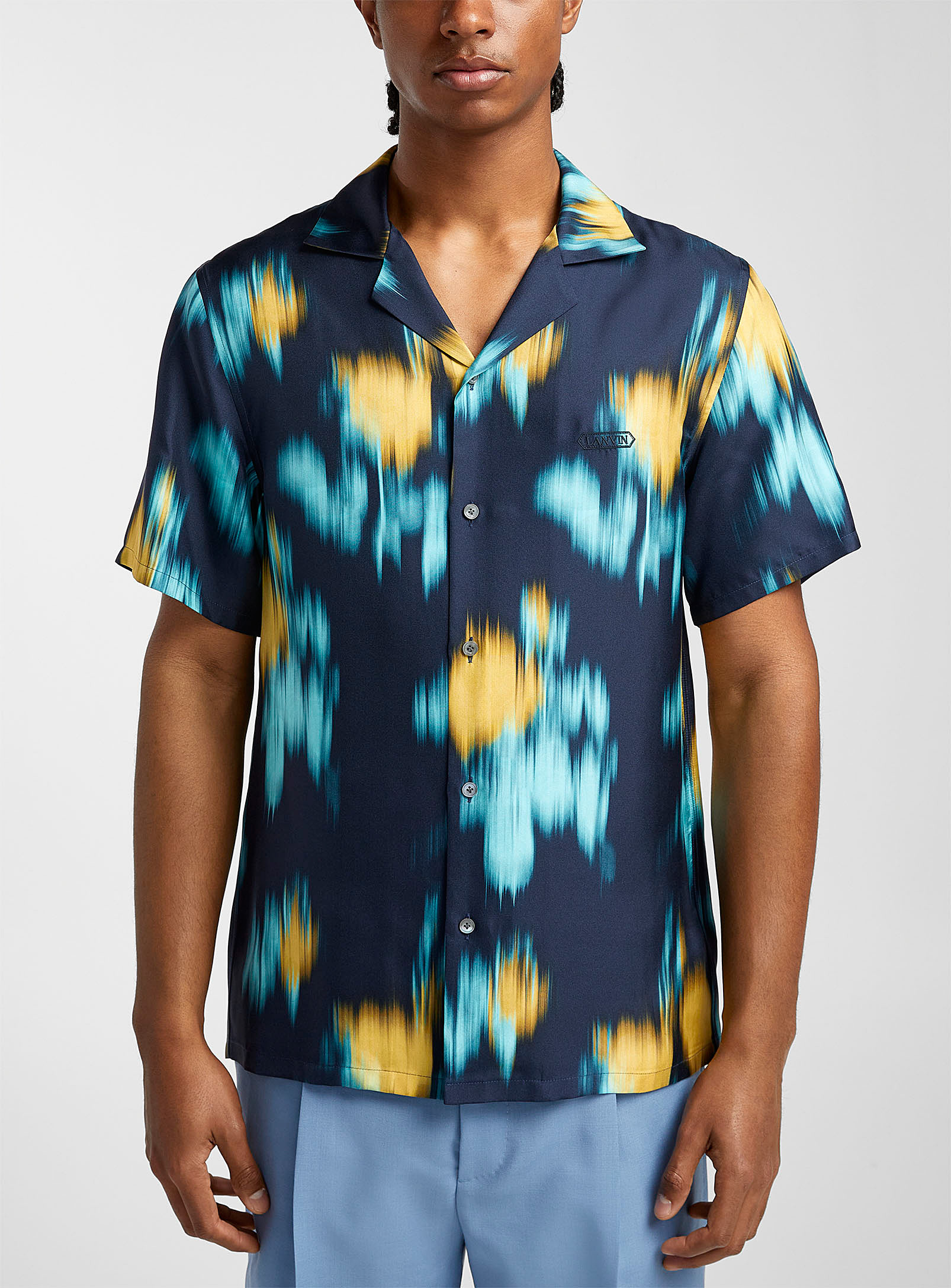 Lanvin - Men's Blurred flowers silky shirt