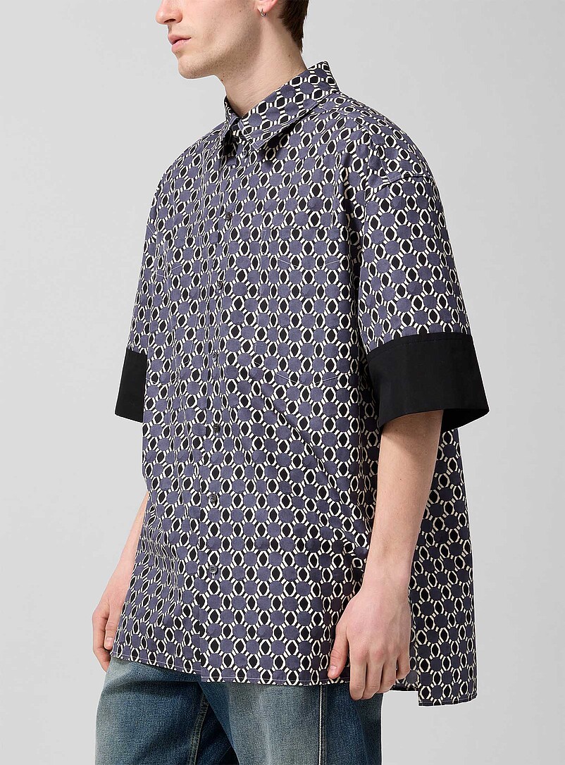 Accent sleeves geometric pattern loose shirt product image 2