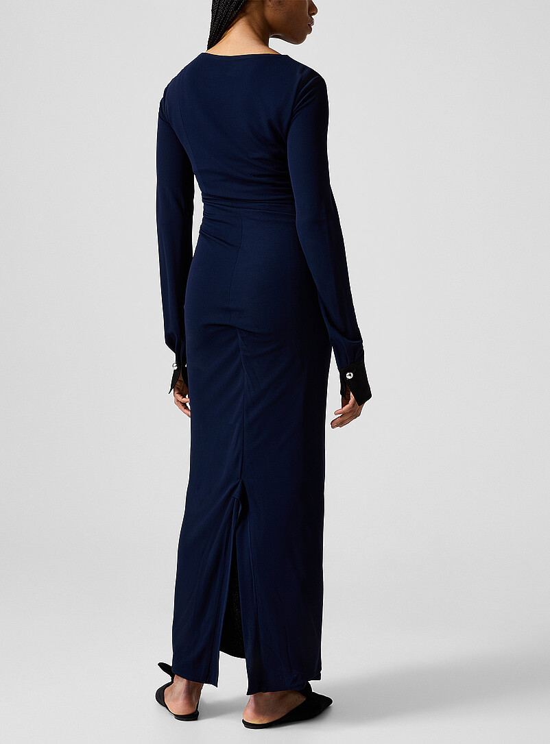 Satin cuffs draped maxi dress product image 3
