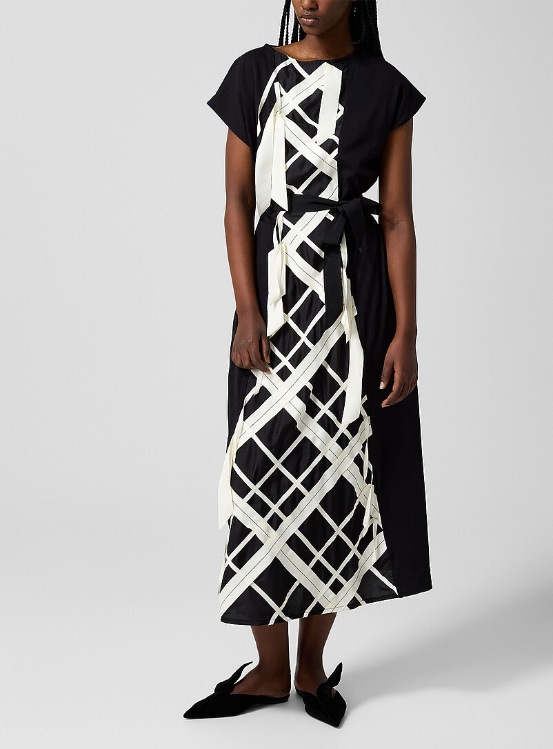 Contrasting Ribbons Dress