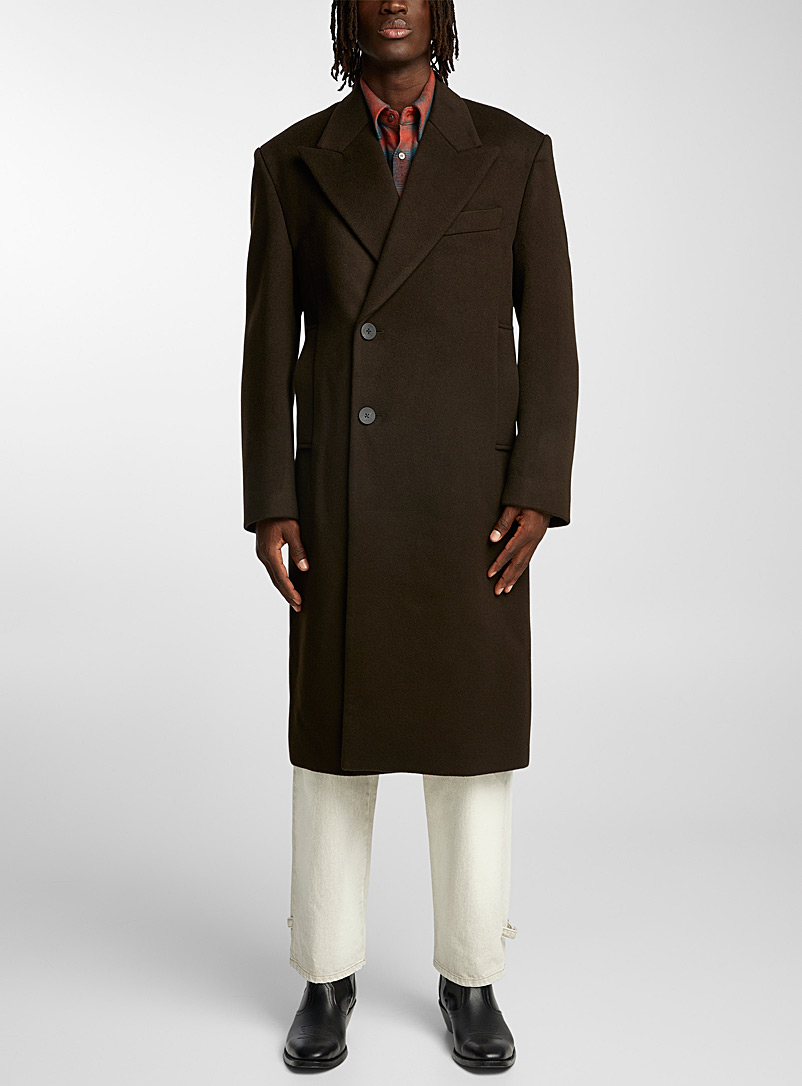 Wooyoungmi: Le manteau de laine brun chocolat Brun pour homme