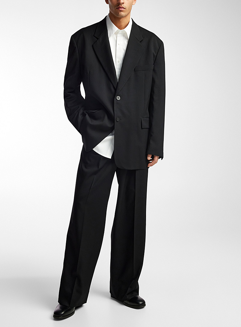 Wooyoungmi: Le pantalon droit laine noir Noir pour homme