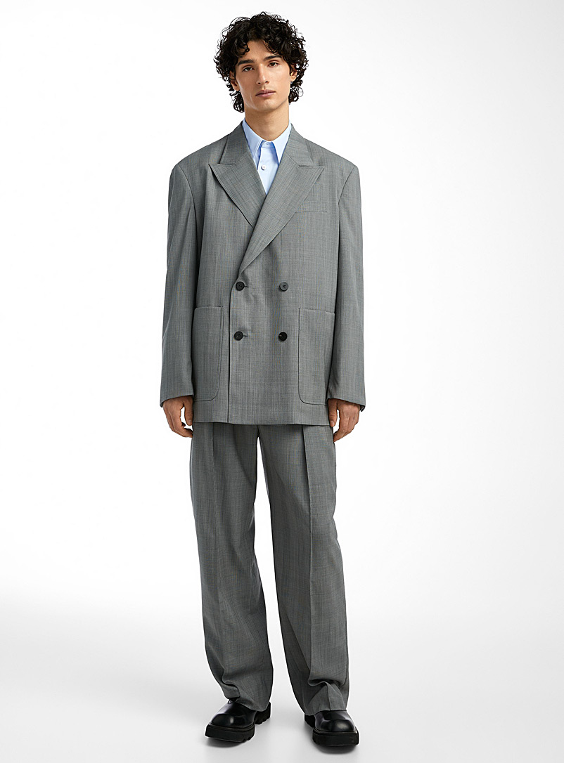 Wooyoungmi Grey Elastic-waist wool pant for men
