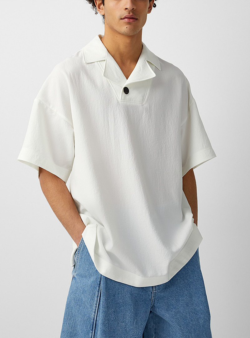 Wooyoungmi White Notch collar textured top for men