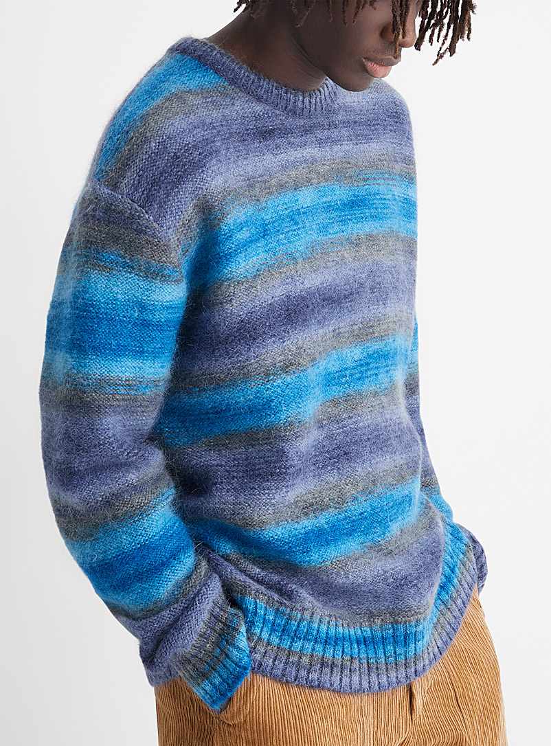 Wooyoungmi Blue Faded stripes sweater for men