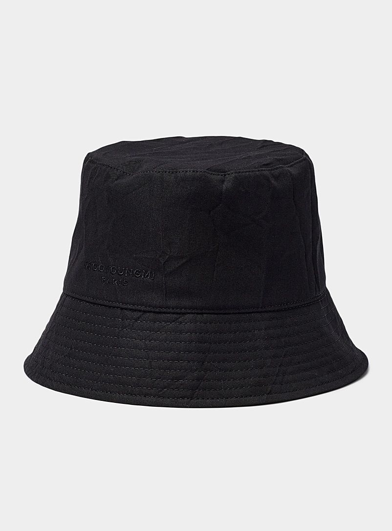 Wooyoungmi Black Embroidered signature bucket hat for men