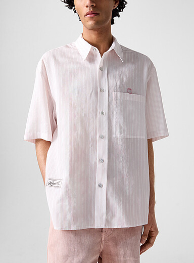 Wooyoungmi: La chemise ample rayures textur&eacute;es Rose pour homme