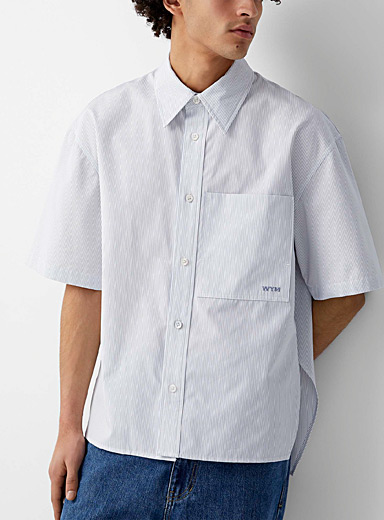 Wooyoungmi Baby Blue Thin-stripe poplin shirt for men