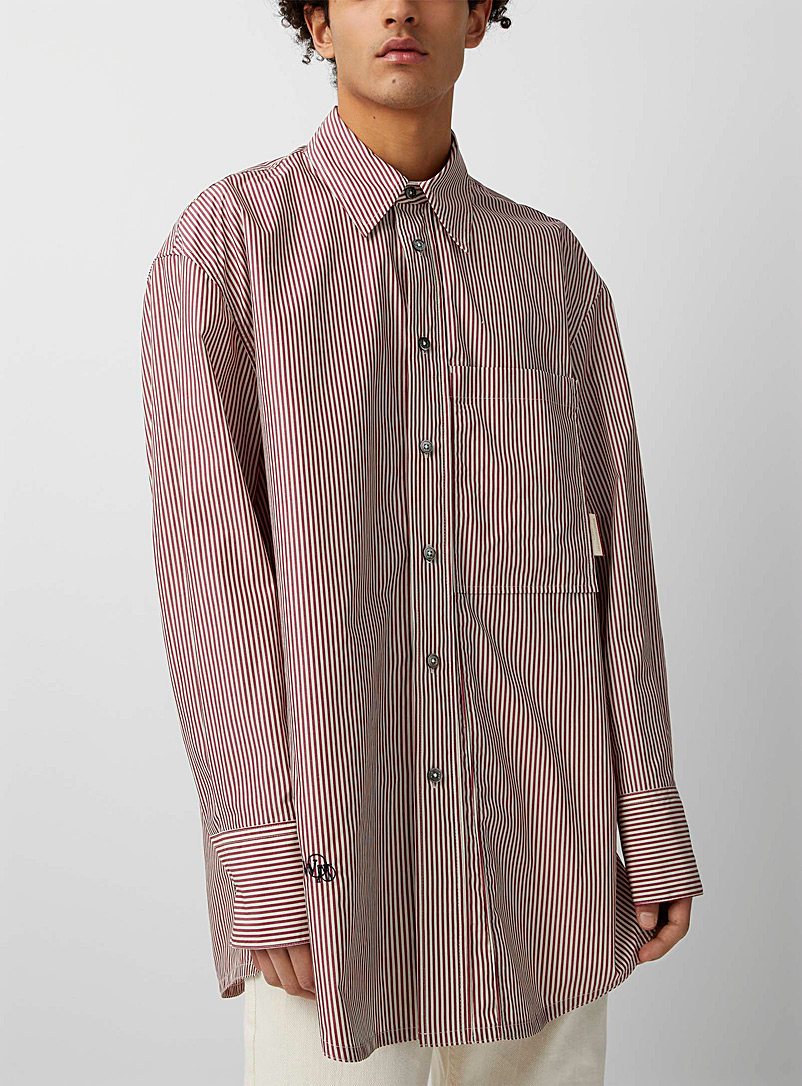 Wooyoungmi: La chemise ample fines rayures Rouge pour homme