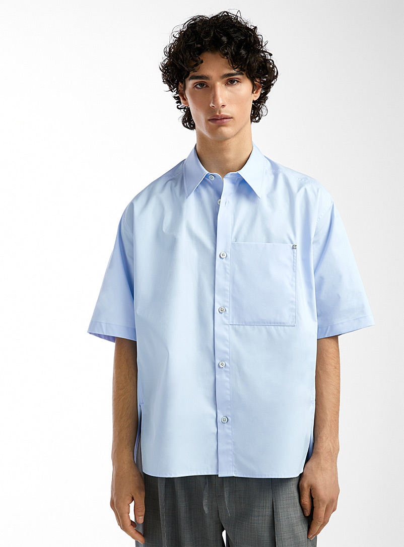 Wooyoungmi: La chemise popeline surdimensionnée Bleu pâle - Bleu ciel pour homme