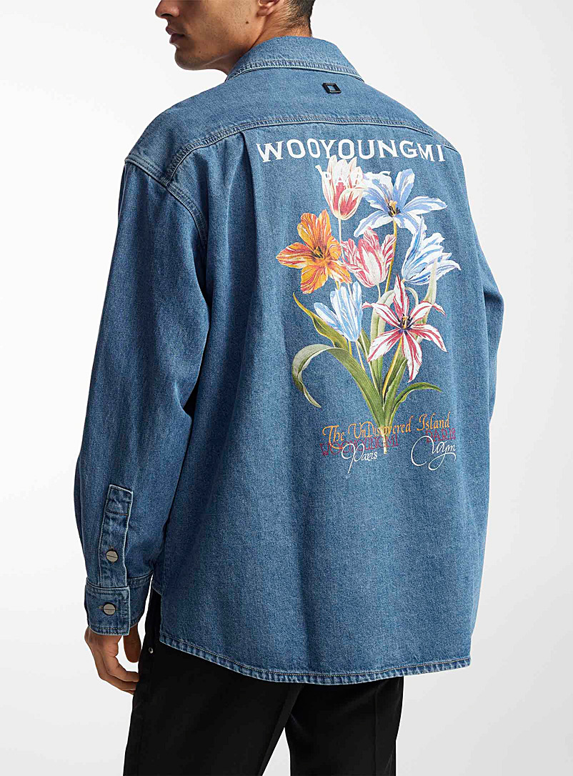 Wooyoungmi: La chemise denim efflorescence Bleu pour homme