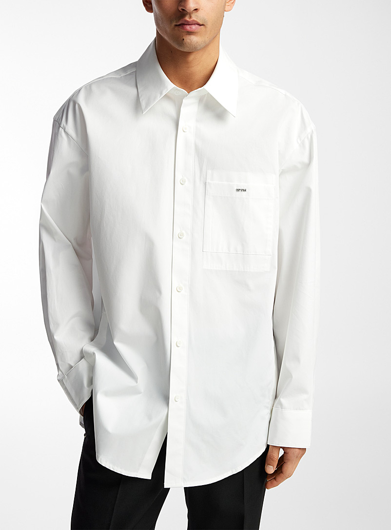 Wooyoungmi White Logo appliqué poplin shirt for men