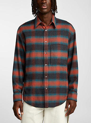 Wooyoungmi Copper Melted checkers flannel shirt for men