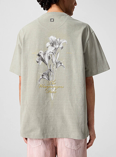 Wooyoungmi Green Floral print pocket and back T-shirt for men